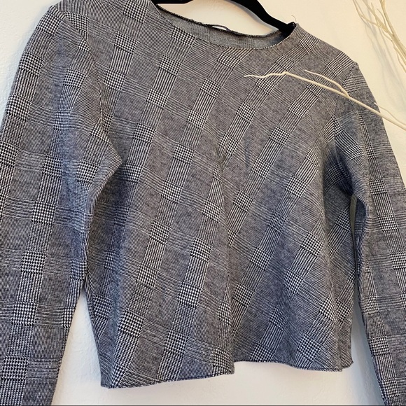ZARA Plaid Long Sleeve Top - Picture 6 of 9